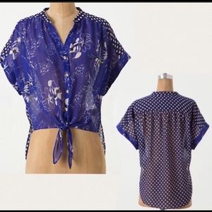 Leifnotes Anthropologie Sheer Printed Blouse